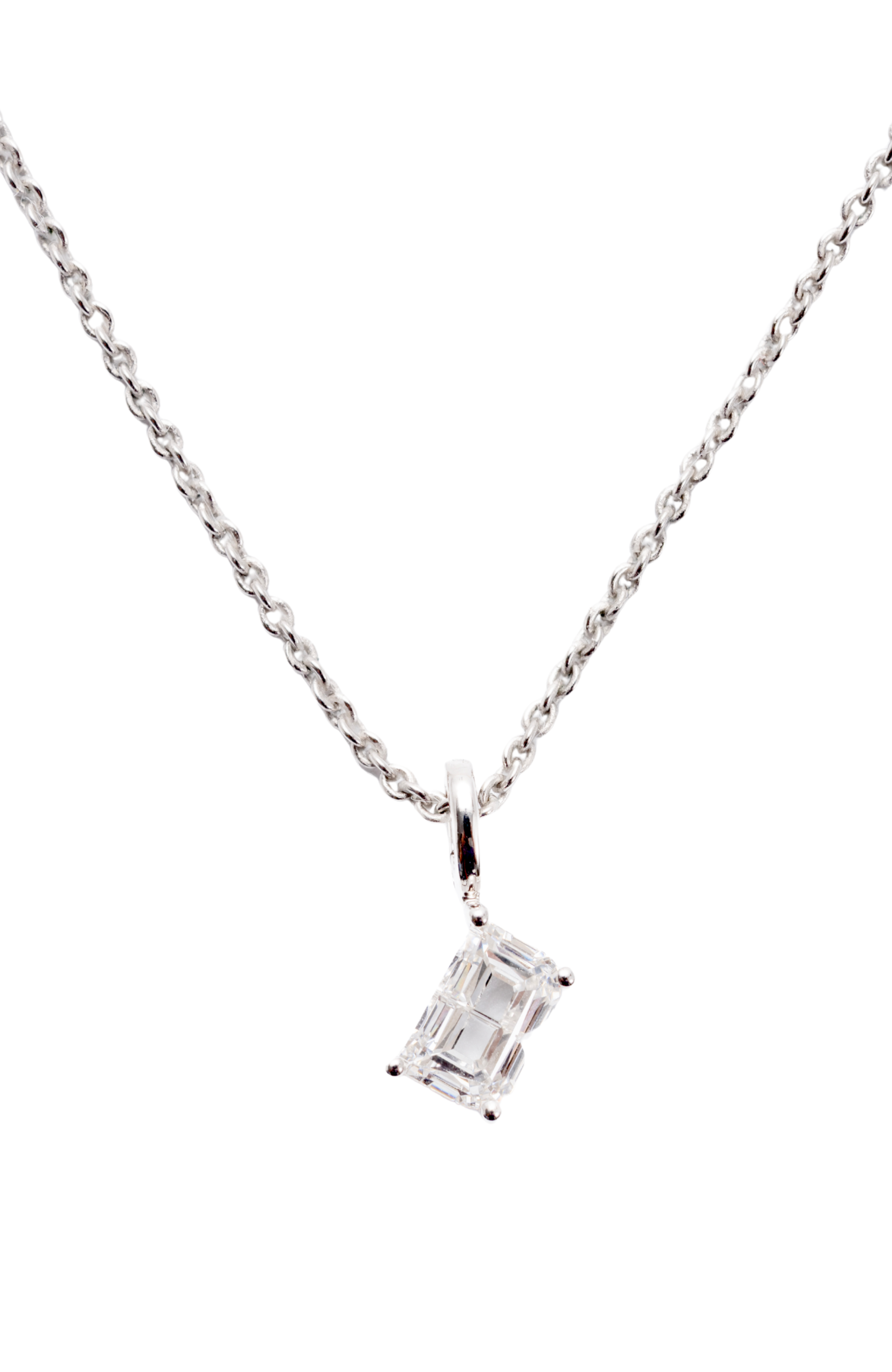 Radiant Asscher-Cut Solitaire Pendant Necklace, Letter B