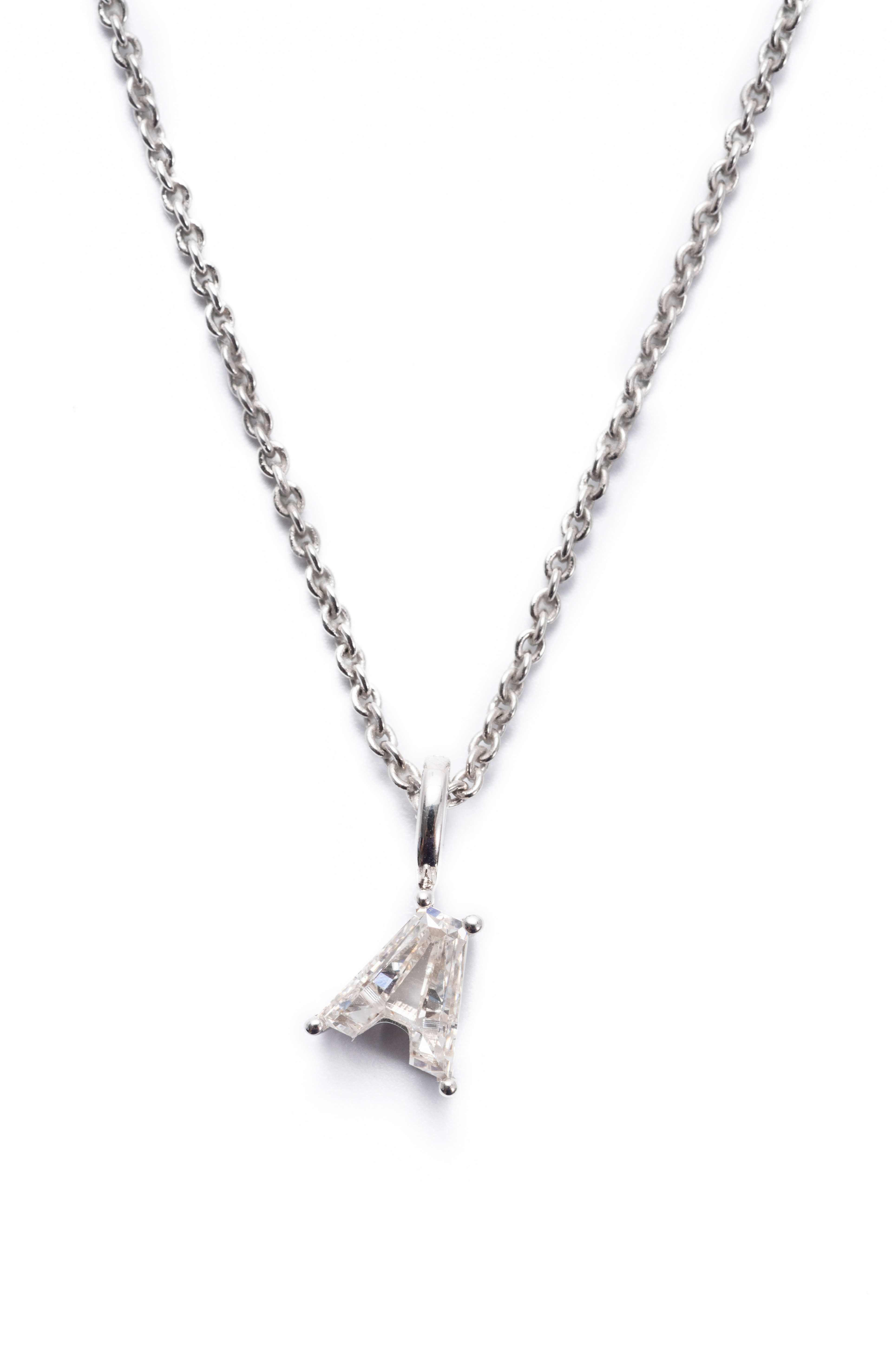 Radiant Asscher-Cut Solitaire Pendant Necklace, Letter A