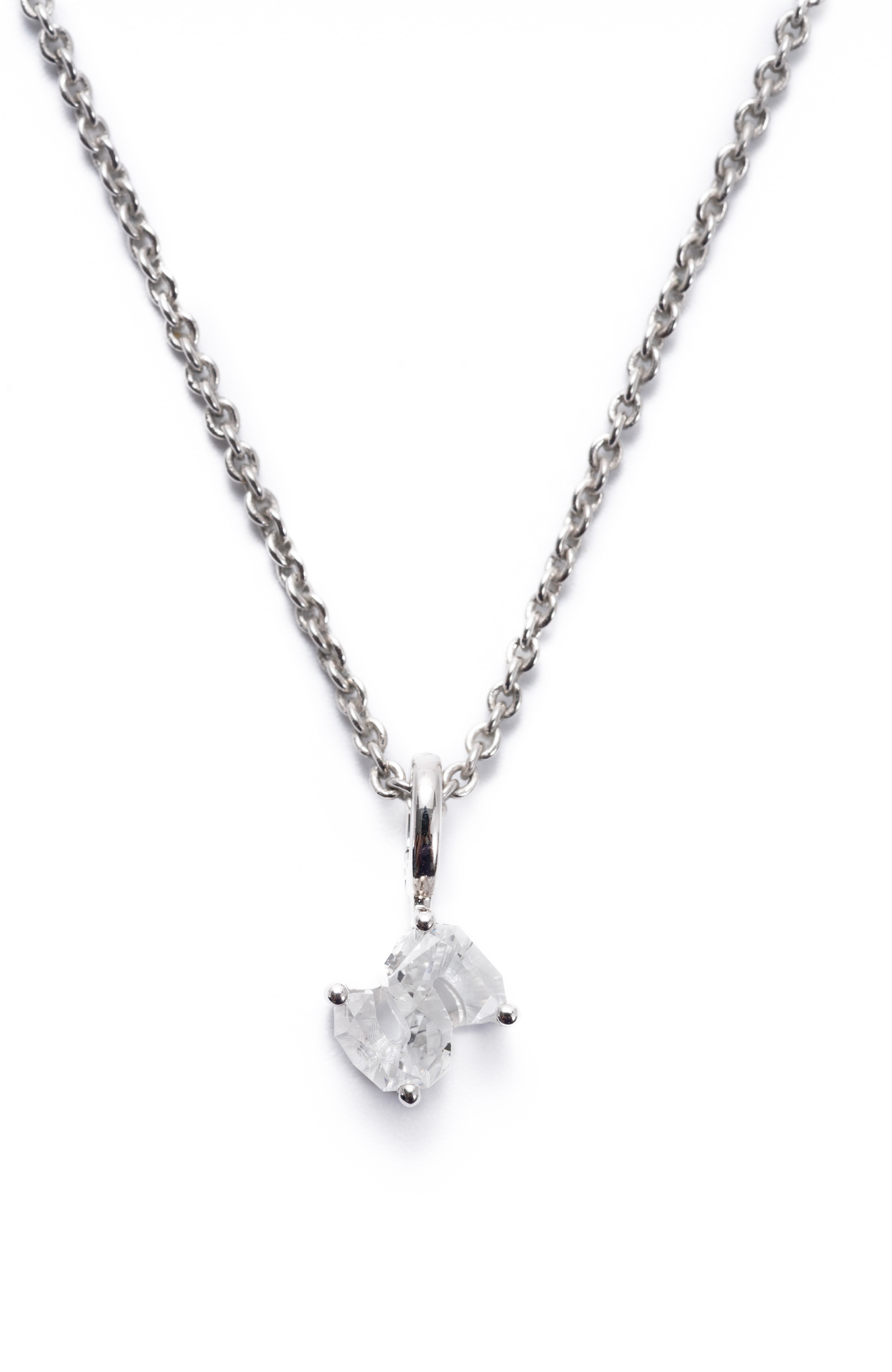 Radiant Asscher-Cut Solitaire Pendant Necklace, Letter S