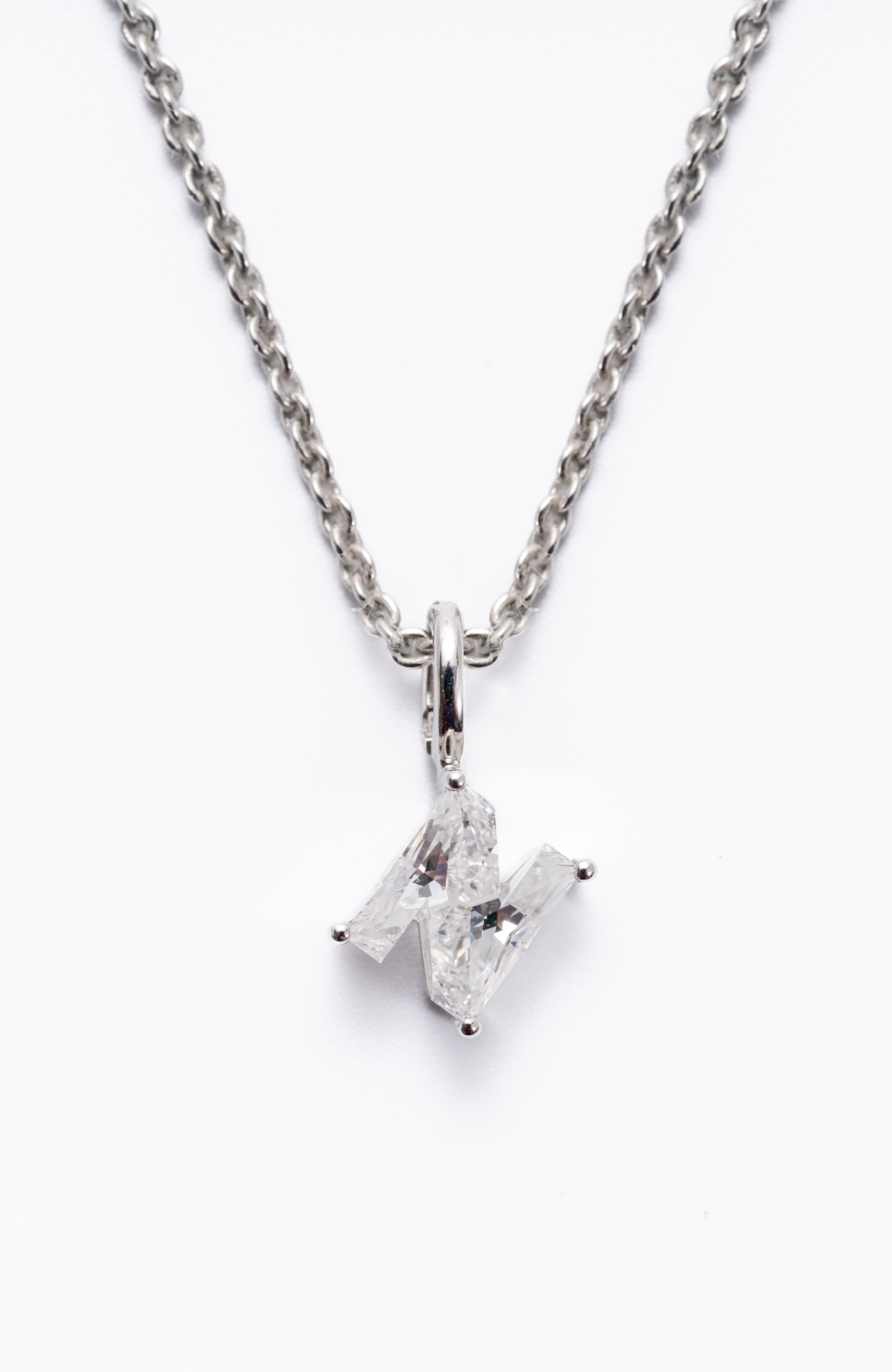 Radiant Asscher-Cut Solitaire Pendant Necklace, Letter N
