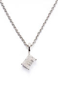 Radiant Asscher-Cut Solitaire Pendant Necklace, Letter E