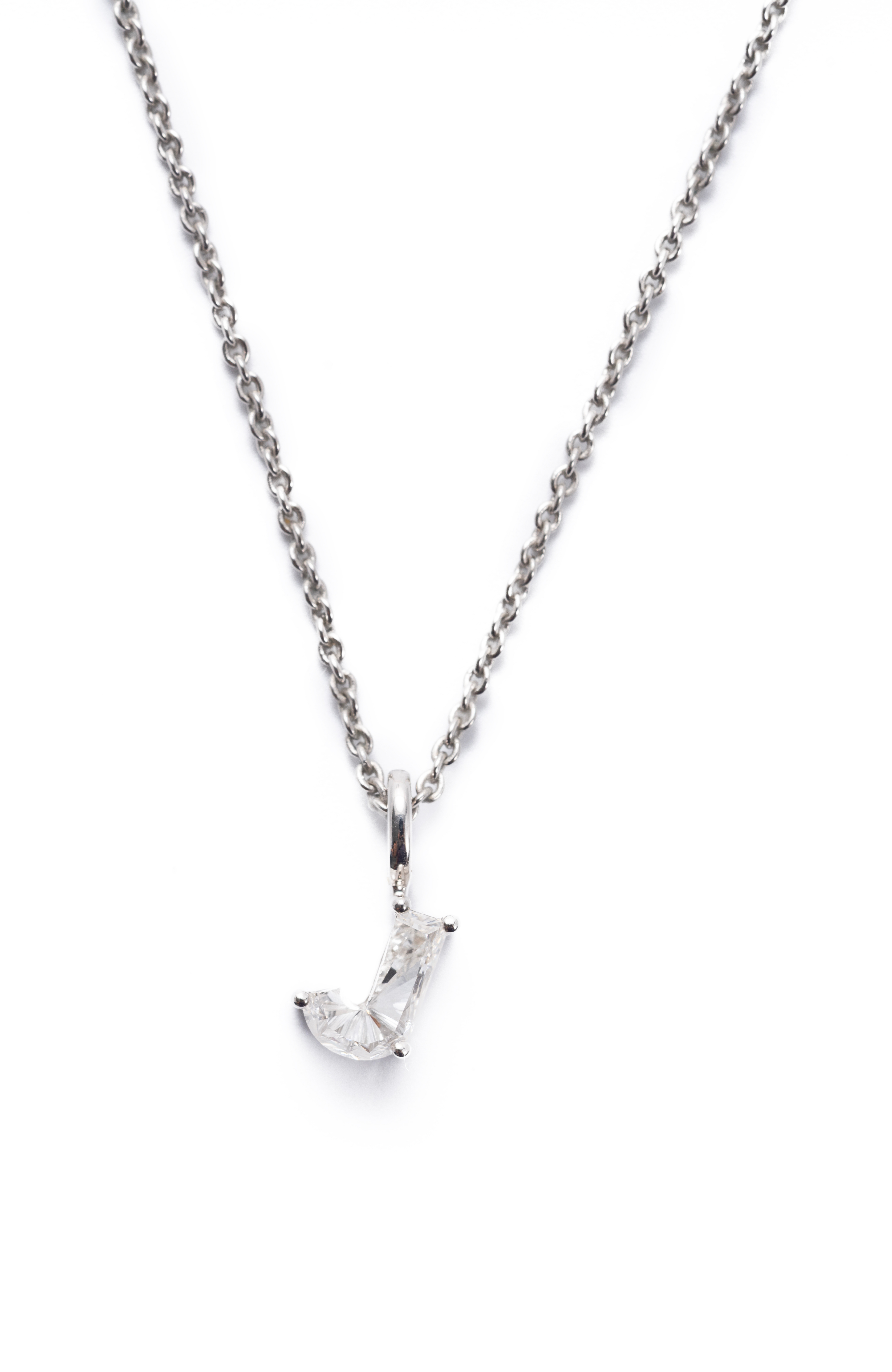 Radiant Asscher-Cut Solitaire Pendant Necklace, Letter J