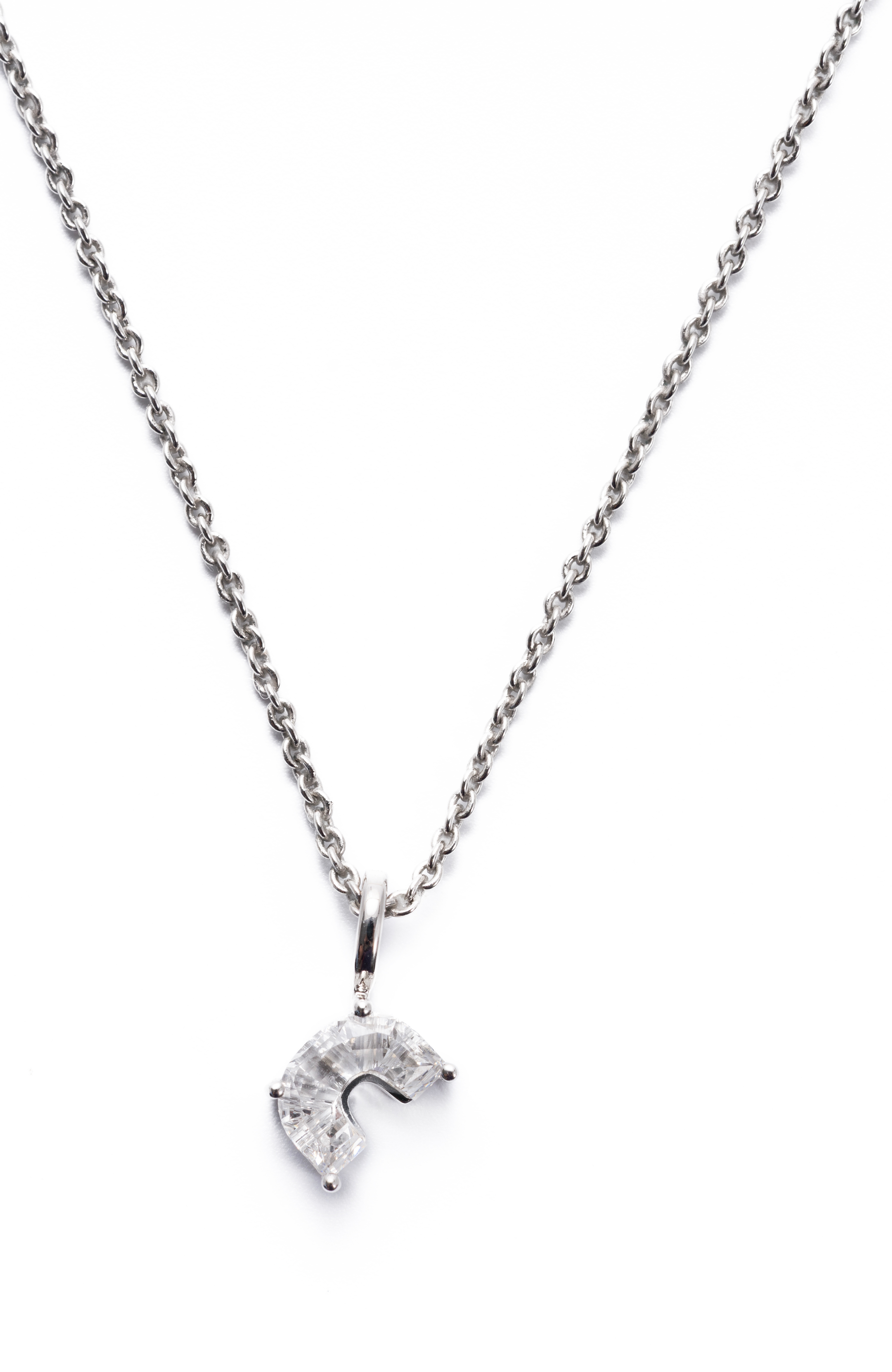 Radiant Asscher-Cut Solitaire Pendant Necklace, Letter C