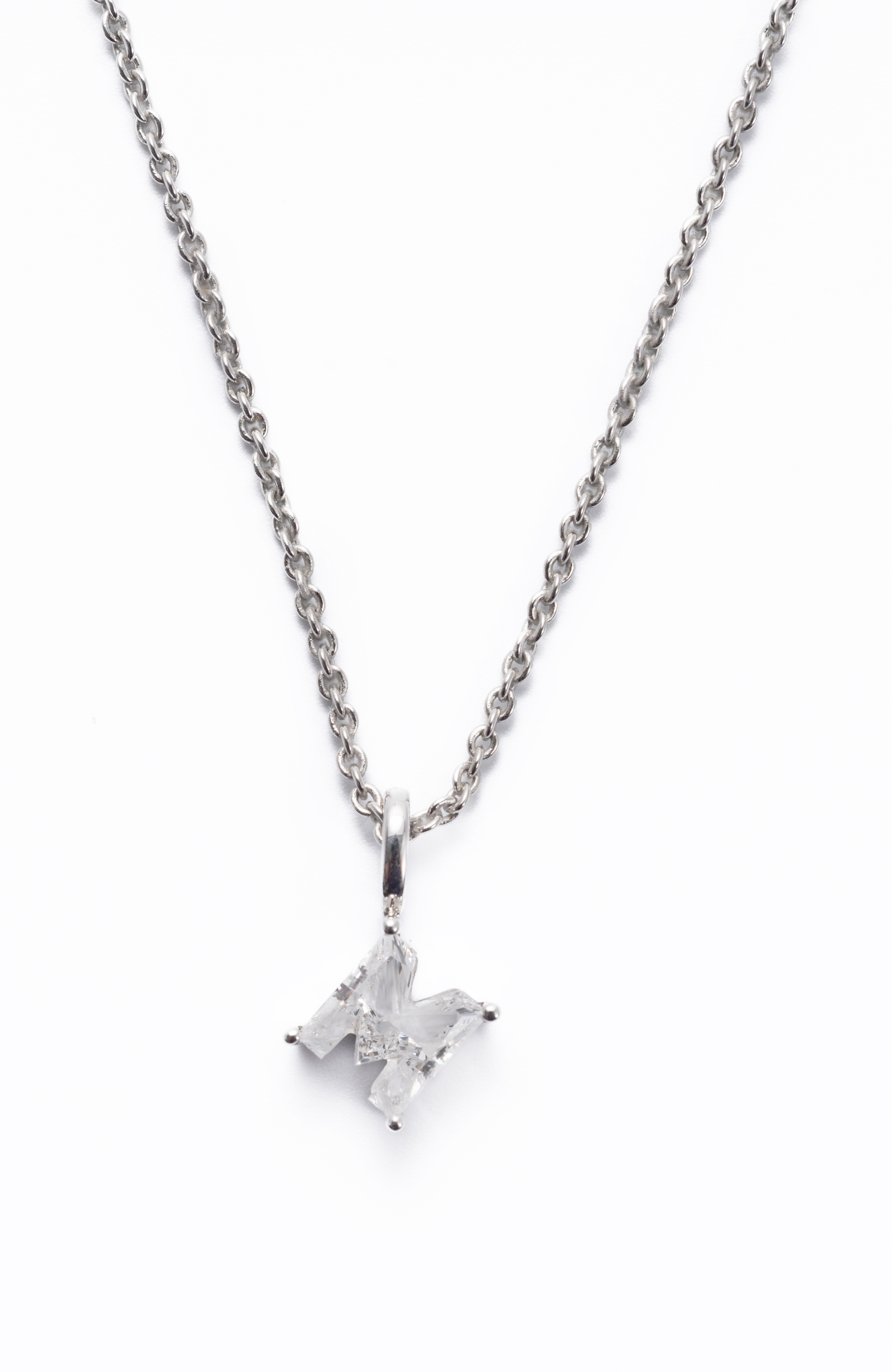 Radiant Asscher-Cut Solitaire Pendant Necklace, Letter M