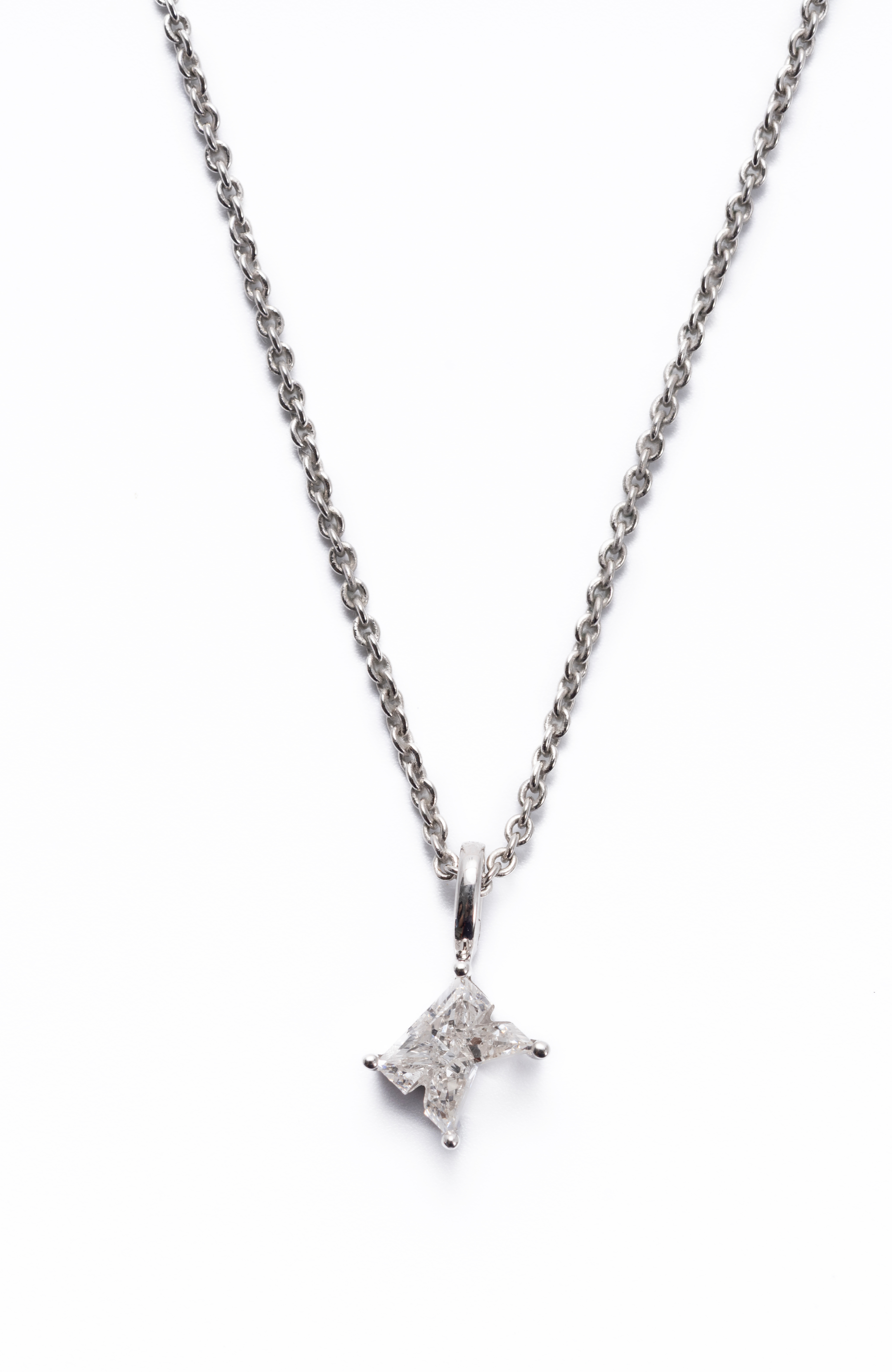 Radiant Asscher-Cut Solitaire Pendant Necklace, Letter K